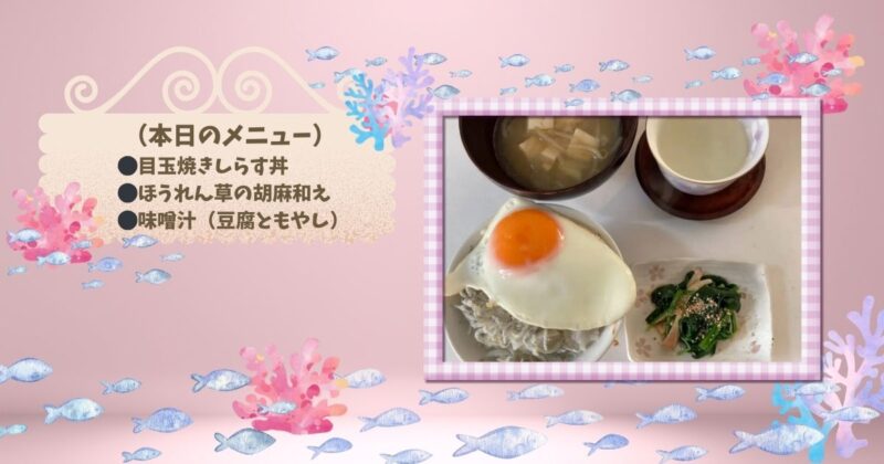 うちの朝ごはん-今日のメニュー-しらす丼-味噌汁