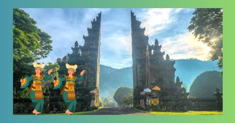 バリ島リゾートのような雰囲気を感じさせるホテル内装を表現したイメージ画像（フリー素材を使用）。